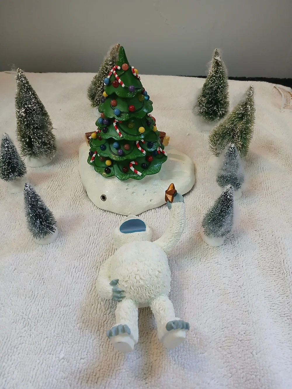 Holiday Tree and Yeti Figurine Tabletop Decoration - Green